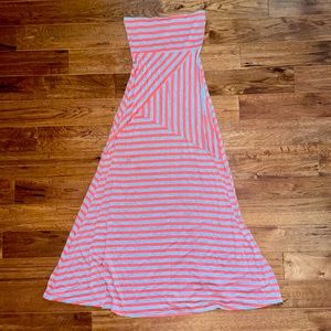 ⭐️I rare wet seal maxi tube dress coral and grey asymmetrical striped design